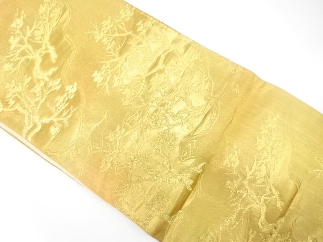 JAPANESE KIMONO / ANTIQUE FUKURO OBI / SILK / WOVEN STREAM & TREE